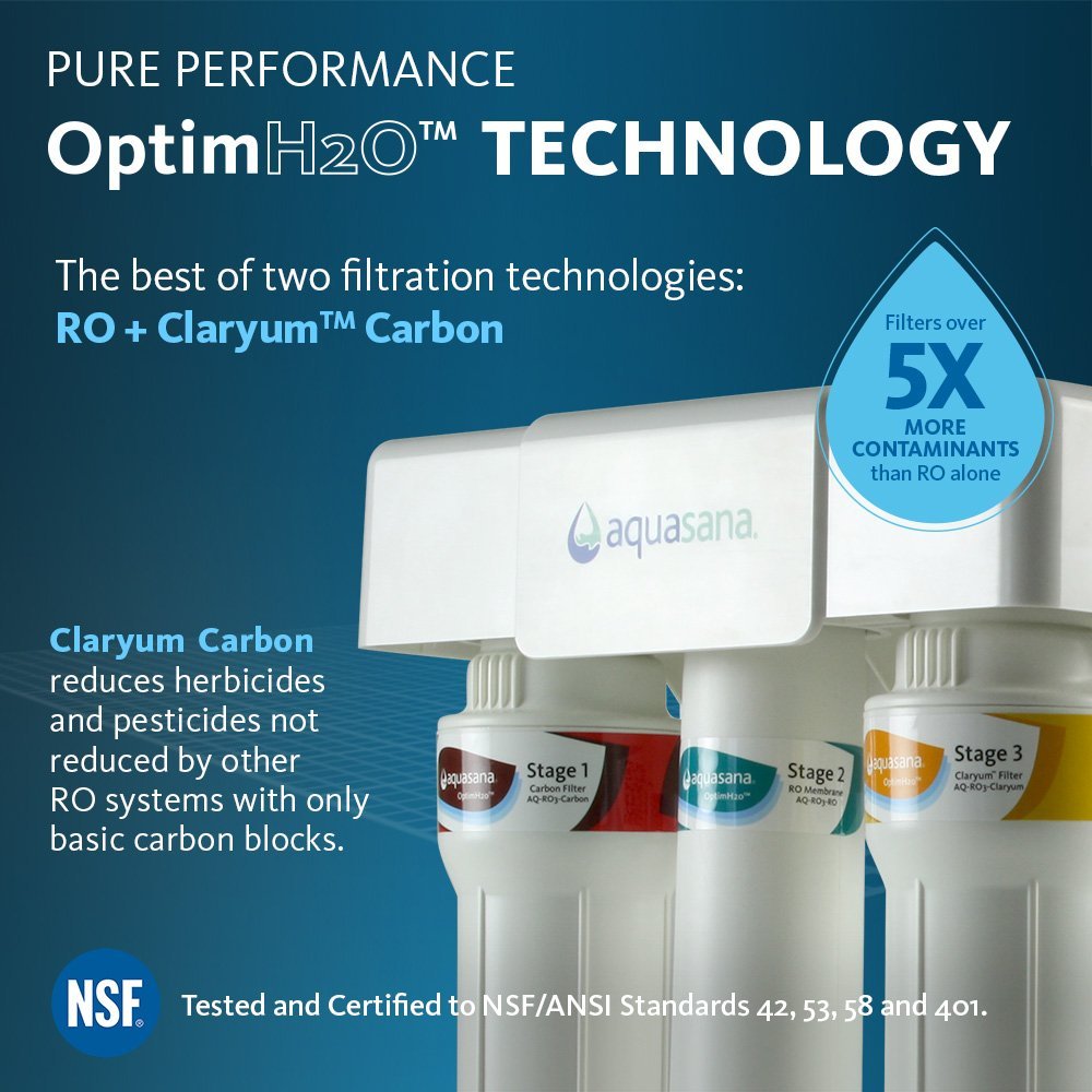 Austin Springs by Aquasana OptimH2O Reverse Osmosis Water Filter Remineralizer Chrome Metal Faucet