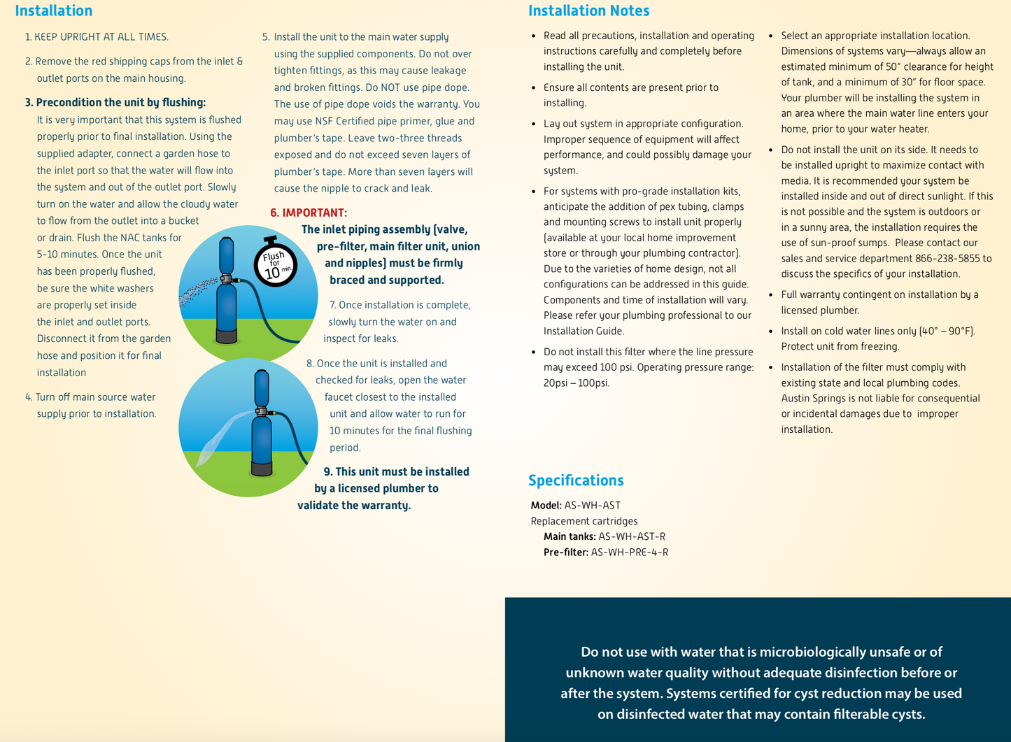 Austin Springs 10-Year 1 Million Gallon Whole House Water Filter with Salt-Free Conditioner