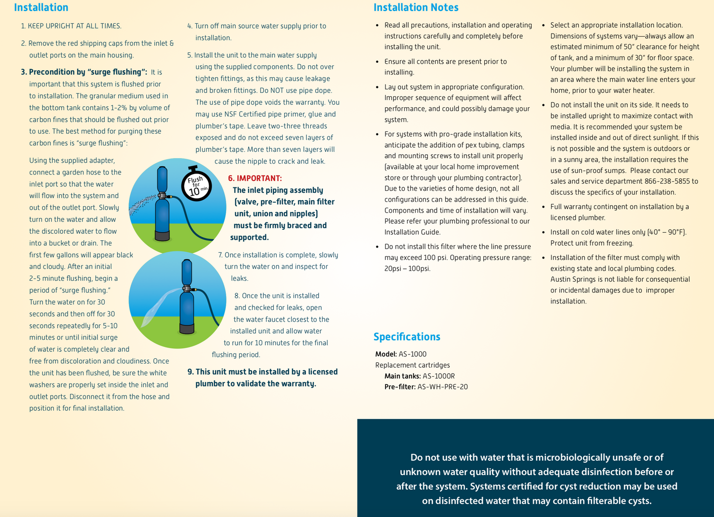 Austin Springs 10-Year 1 Million Gallon Whole House Water Filter with Salt-Free Conditioner